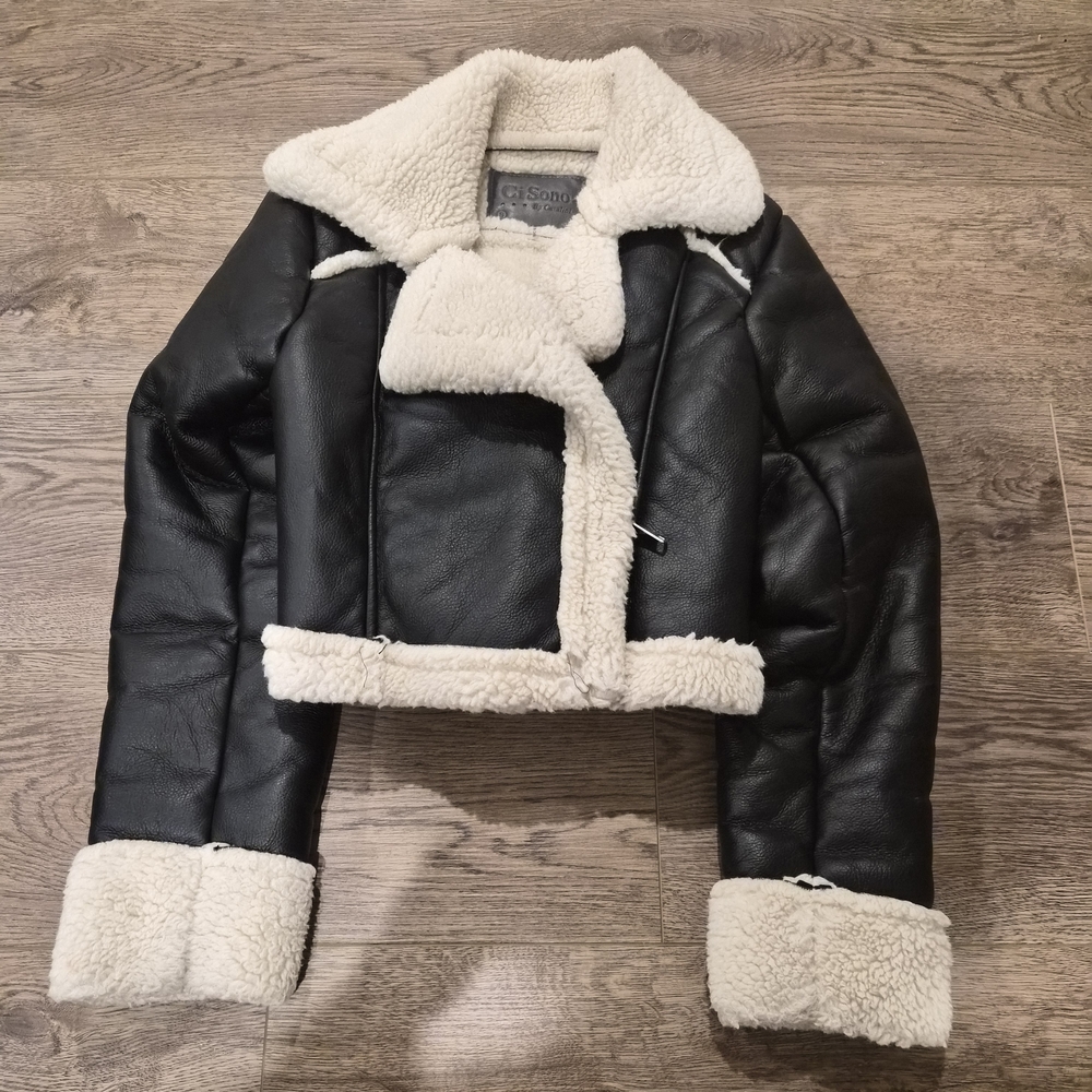 Ci Sono Black and Cream Teddy Jacket